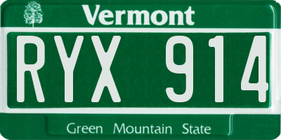 VT license plate RYX914