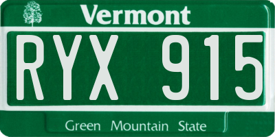 VT license plate RYX915