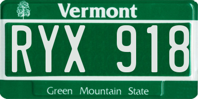 VT license plate RYX918