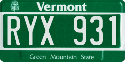 VT license plate RYX931