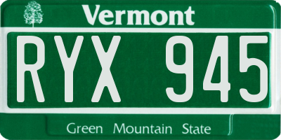 VT license plate RYX945