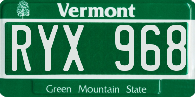 VT license plate RYX968