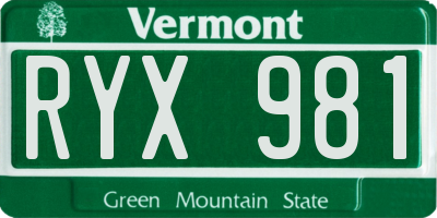 VT license plate RYX981