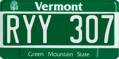 VT license plate RYY307
