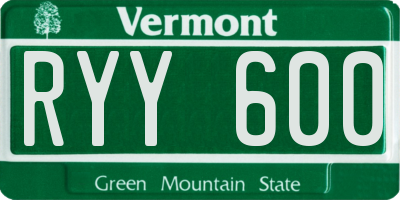 VT license plate RYY600