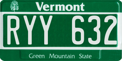 VT license plate RYY632