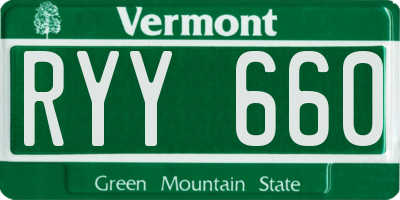 VT license plate RYY660