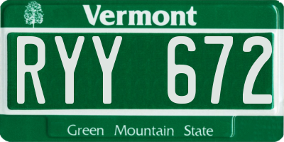 VT license plate RYY672