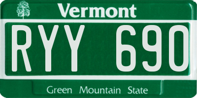 VT license plate RYY690