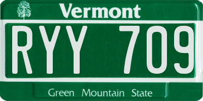 VT license plate RYY709