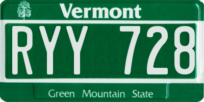 VT license plate RYY728