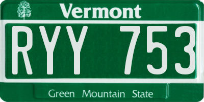 VT license plate RYY753
