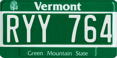 VT license plate RYY764