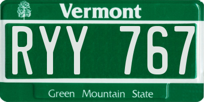 VT license plate RYY767