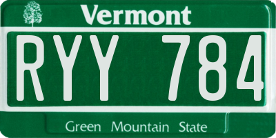 VT license plate RYY784