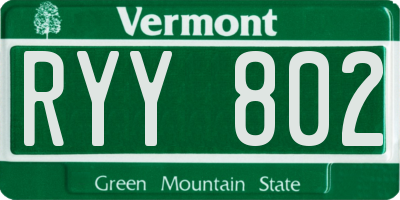 VT license plate RYY802
