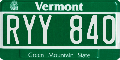 VT license plate RYY840