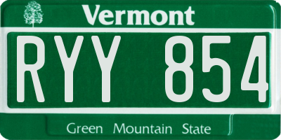 VT license plate RYY854