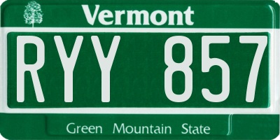 VT license plate RYY857
