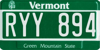 VT license plate RYY894