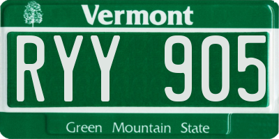VT license plate RYY905