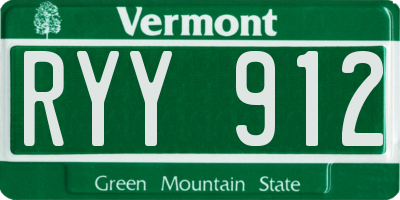 VT license plate RYY912