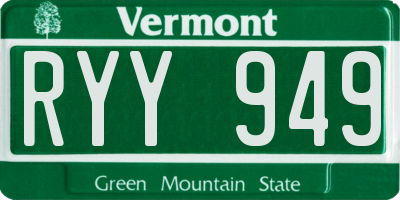 VT license plate RYY949