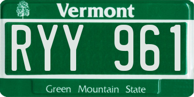 VT license plate RYY961