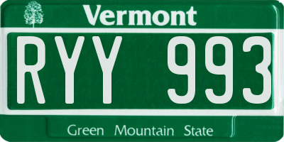 VT license plate RYY993