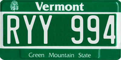 VT license plate RYY994