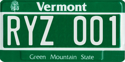 VT license plate RYZ001