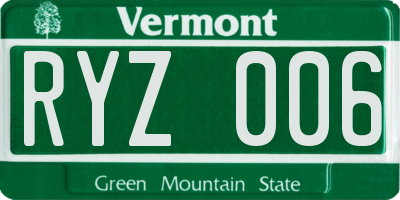 VT license plate RYZ006