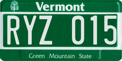 VT license plate RYZ015