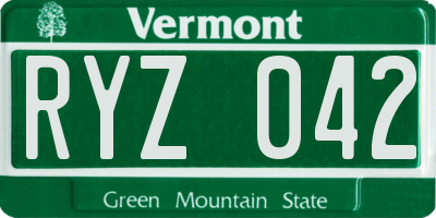 VT license plate RYZ042