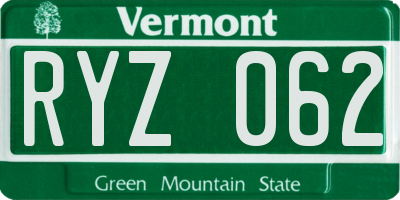 VT license plate RYZ062