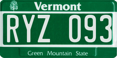 VT license plate RYZ093