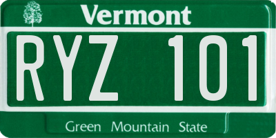 VT license plate RYZ101