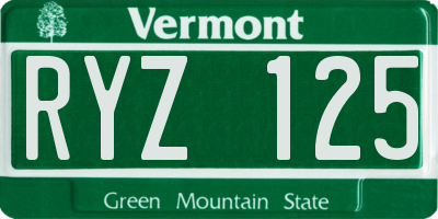 VT license plate RYZ125