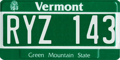 VT license plate RYZ143