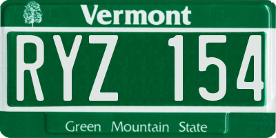 VT license plate RYZ154