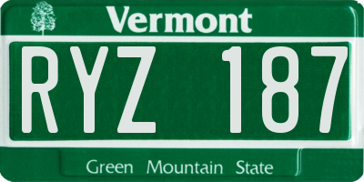 VT license plate RYZ187