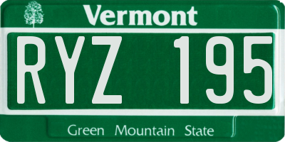 VT license plate RYZ195