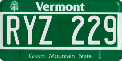 VT license plate RYZ229