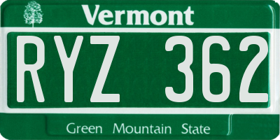 VT license plate RYZ362