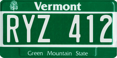 VT license plate RYZ412