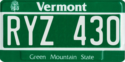 VT license plate RYZ430