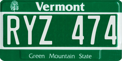 VT license plate RYZ474
