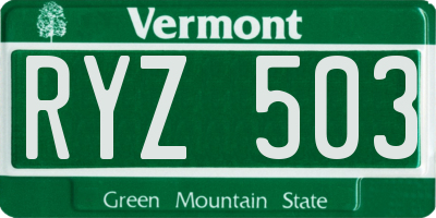 VT license plate RYZ503