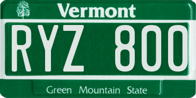 VT license plate RYZ800