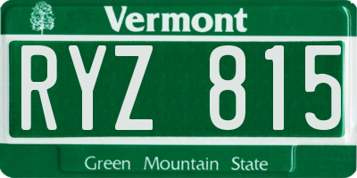 VT license plate RYZ815